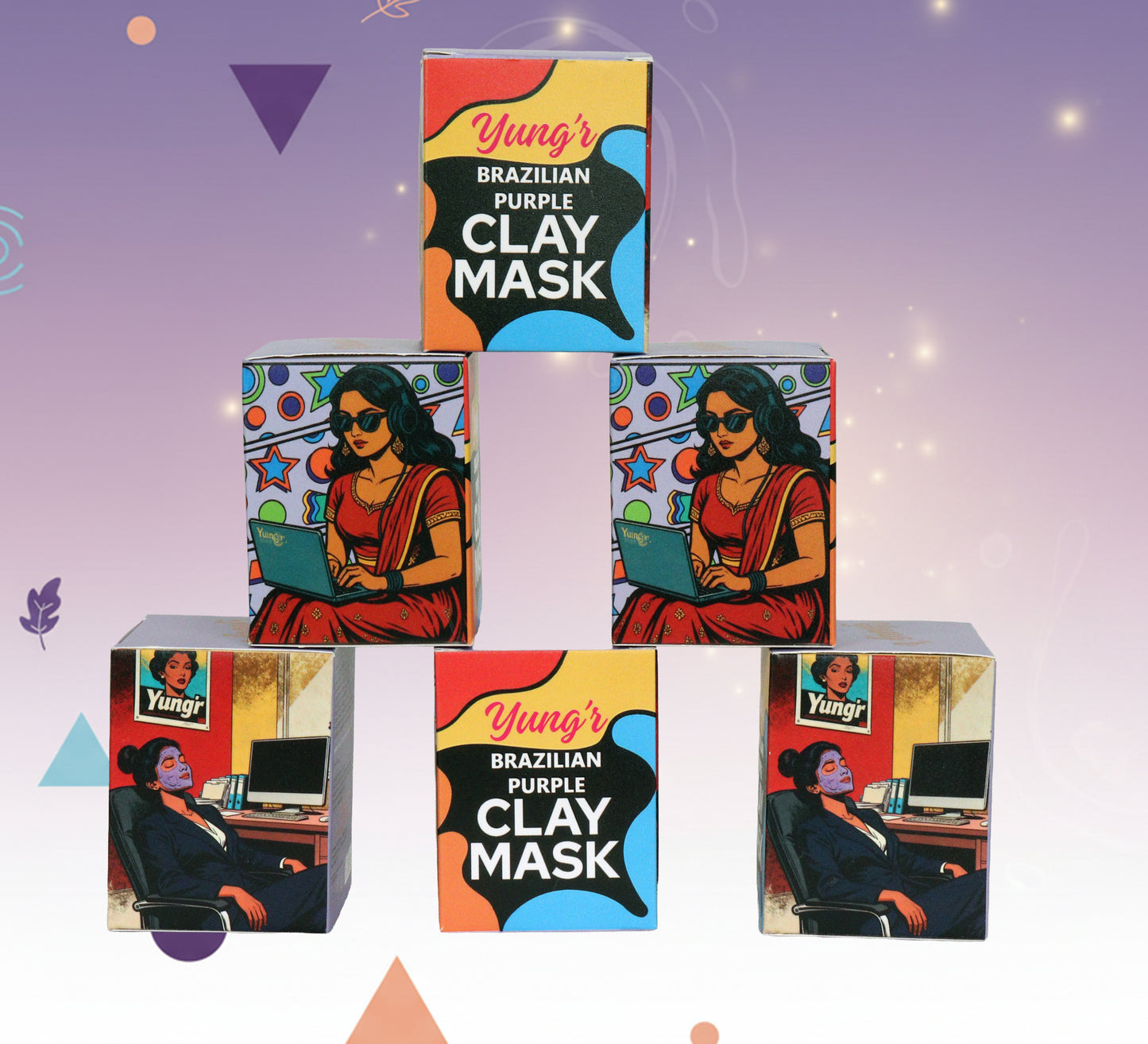 Yung’r Brazilian Purple Clay Glow Mask with Mulberry, Licorice & Gotu Kola | Brightening & Hydrating Face Mask with Ceramides, 100g