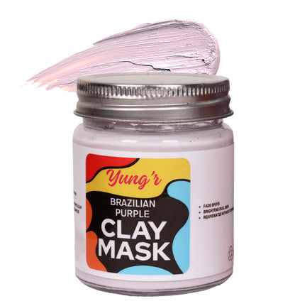 Yung’r Brazilian Purple Clay Glow Mask with Mulberry, Licorice & Gotu Kola | Brightening & Hydrating Face Mask with Ceramides, 100g