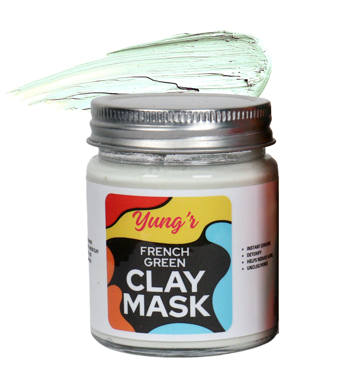 Yung’r French Green Clay Anti-Acne Face Mask with Niacinamide & Cucumber | Pore Refining & Oil Control, 100g