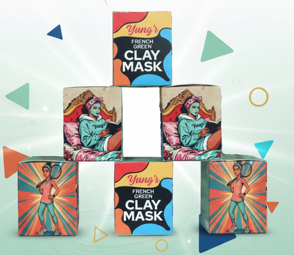 Yung’r French Green Clay Anti-Acne Face Mask with Niacinamide & Cucumber | Pore Refining & Oil Control, 100g